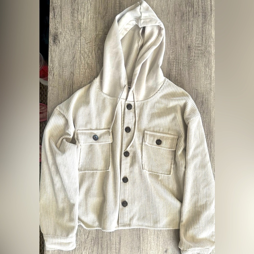 Cisono Outwear Hooded Button Up Jacket Size Medium